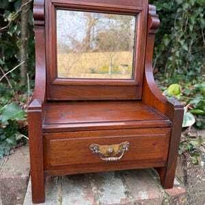 Vintage Art Deco Dressing Table Mirror With Drawer And Aged Glass photo furniture
