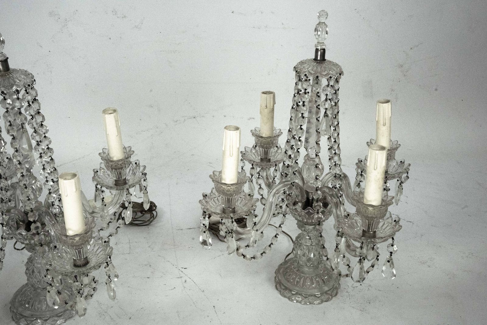 Maria Theresa Crystal Candelabra Table Lamps. Set Of Two. Italy 1940s photo Lighting