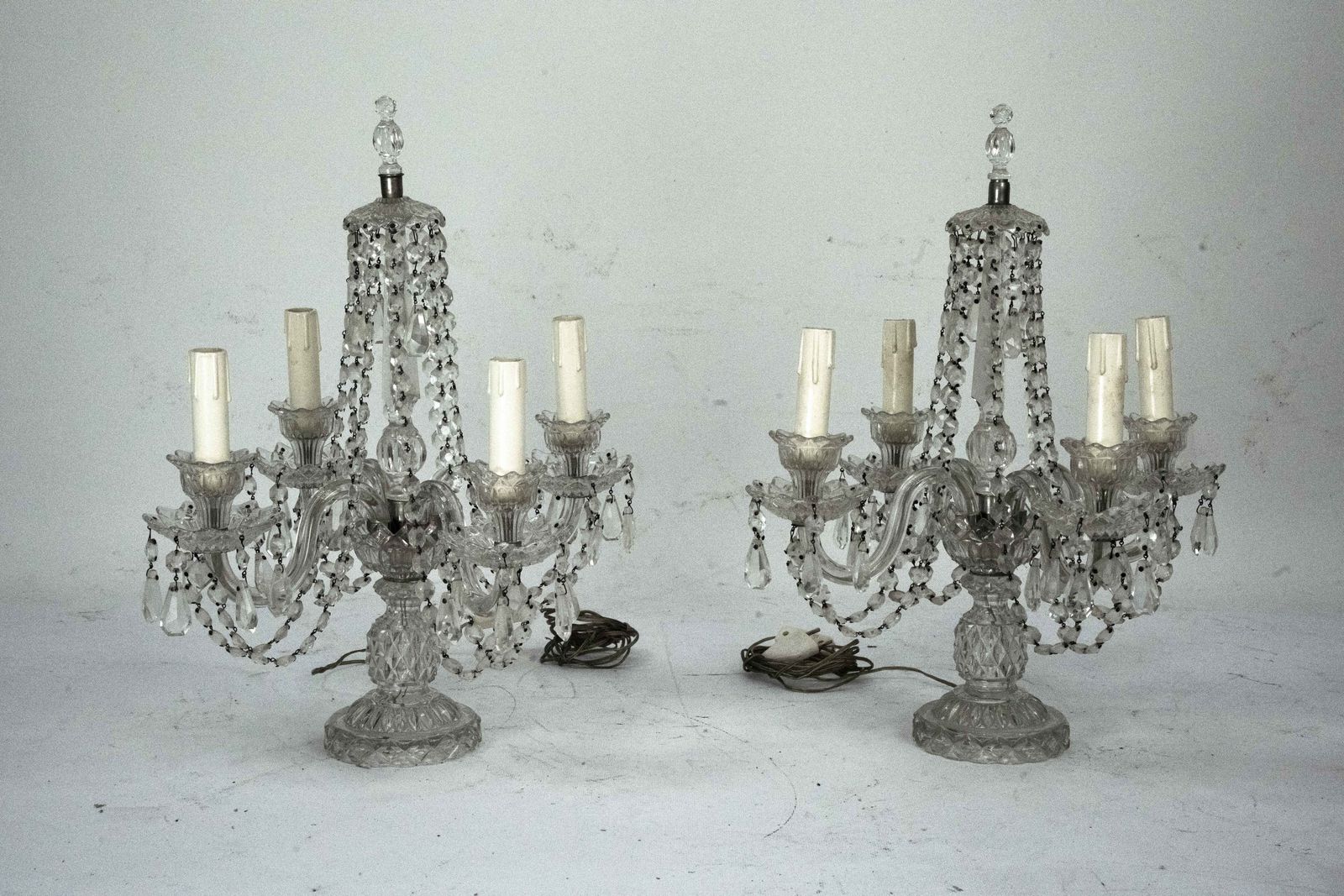 Lighting Maria Theresa Crystal Candelabra Table Lamps. Set Of Two. Italy 1940s photo