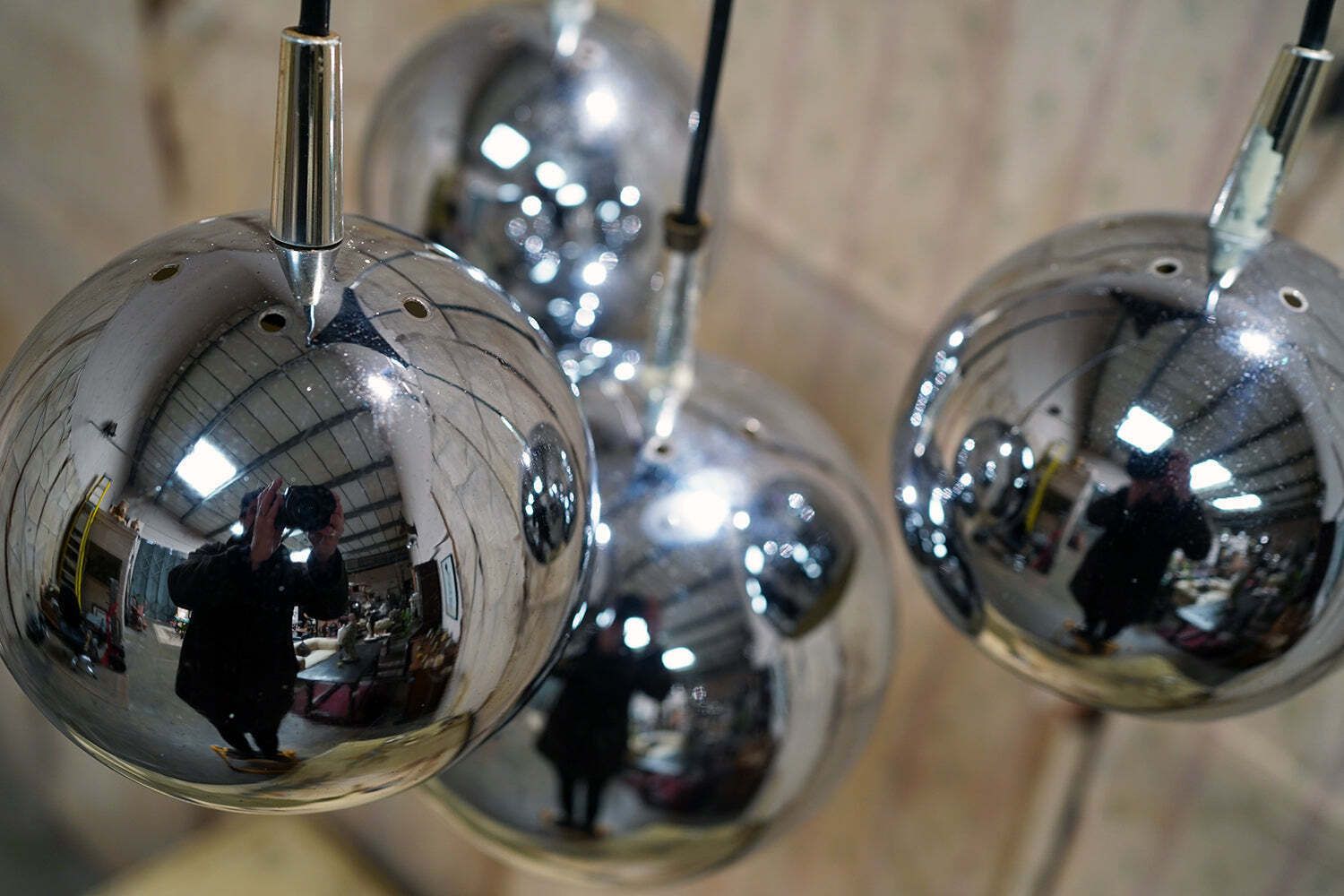 Lighting An Italian Four Tier Cascade Steel Globe Hanging Lamp C.1980 photo