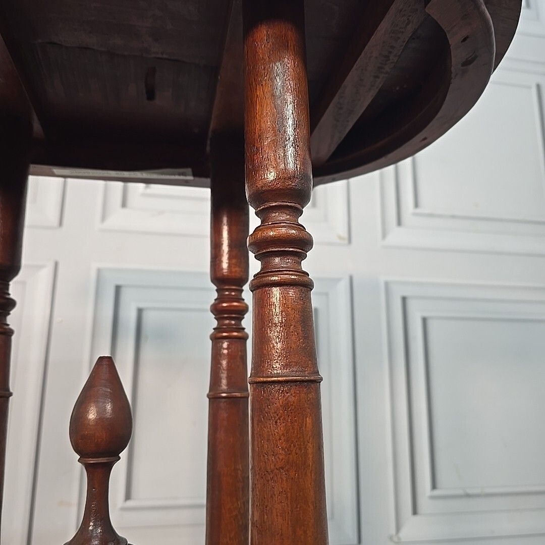 photo for sale Antique Mahogany Side Table – Hall Lamp Turned Legs & Finial Base – Victorian