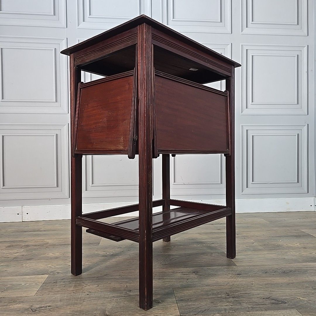 Antique Edwardian Mahogany Tea Table – Fold Out Butler Trays Campaign Style photo Furniture