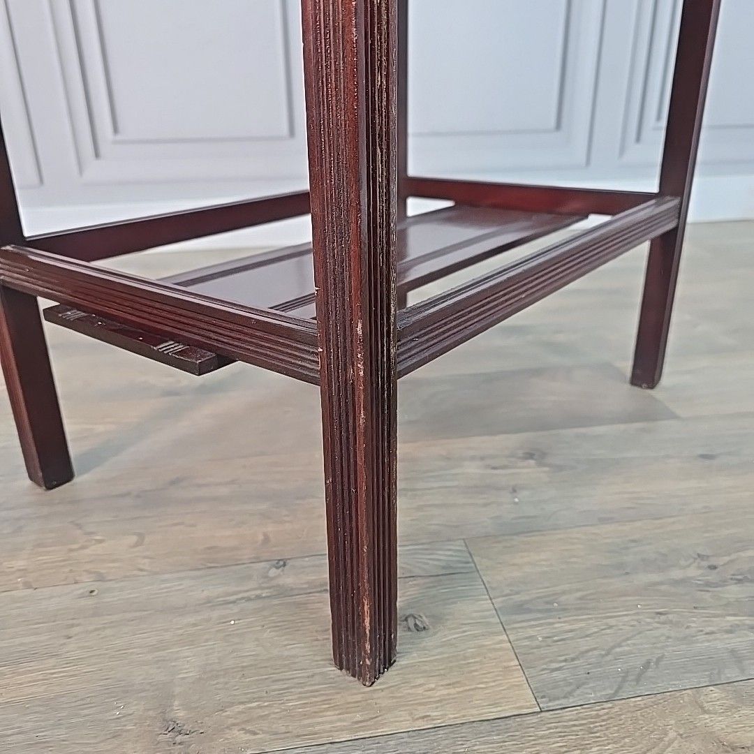 Antique Edwardian Mahogany Tea Table – Fold Out Butler Trays Campaign Style photo vintage