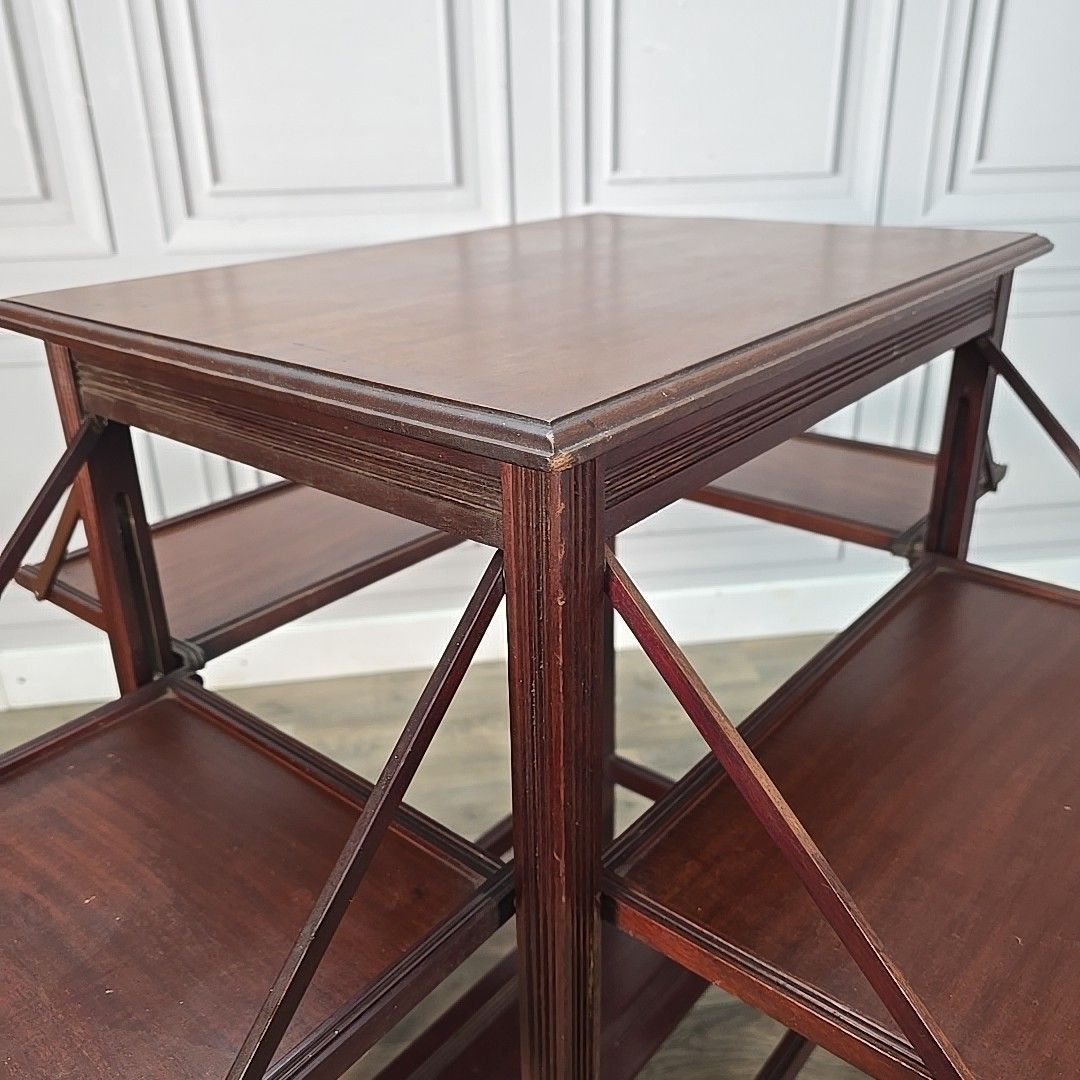 photo for sale Antique Edwardian Mahogany Tea Table – Fold Out Butler Trays Campaign Style
