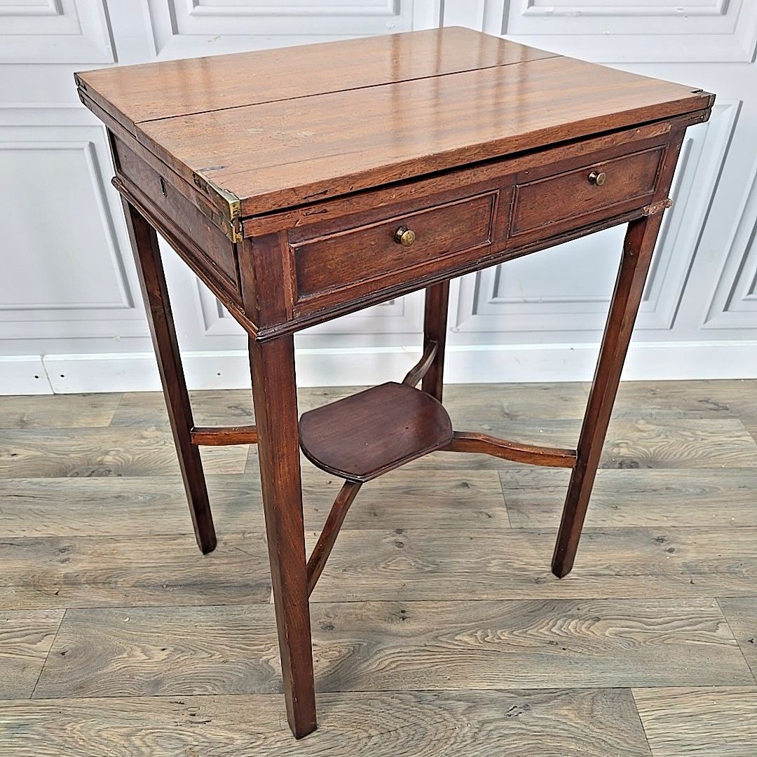 Antique Georgian Tea Table Mahogany Lamp Console Folding Games Card Wooden