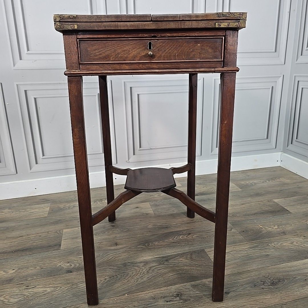 Furniture Antique Georgian Tea Table Mahogany Lamp Console Folding Games Card Wooden photo