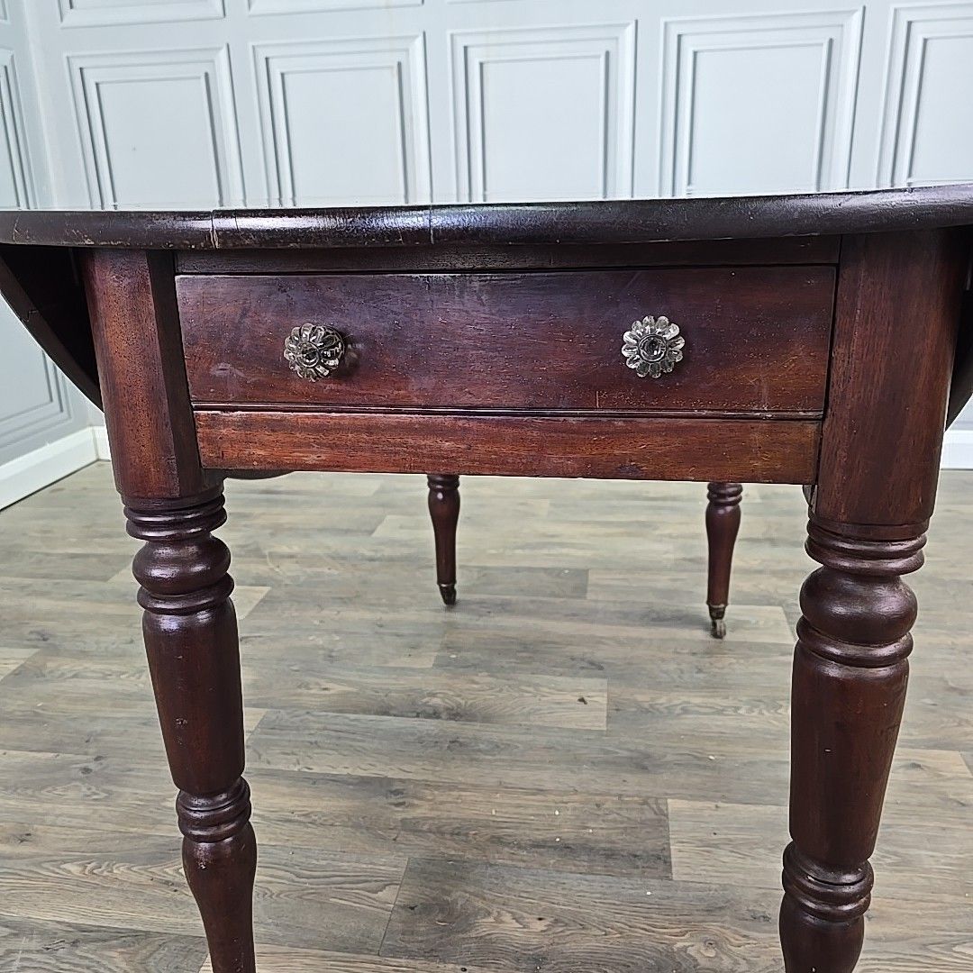 Antique Mahogany Pembroke Table – Georgian Victorian Drop Leaf Centre Drawers photo Furniture