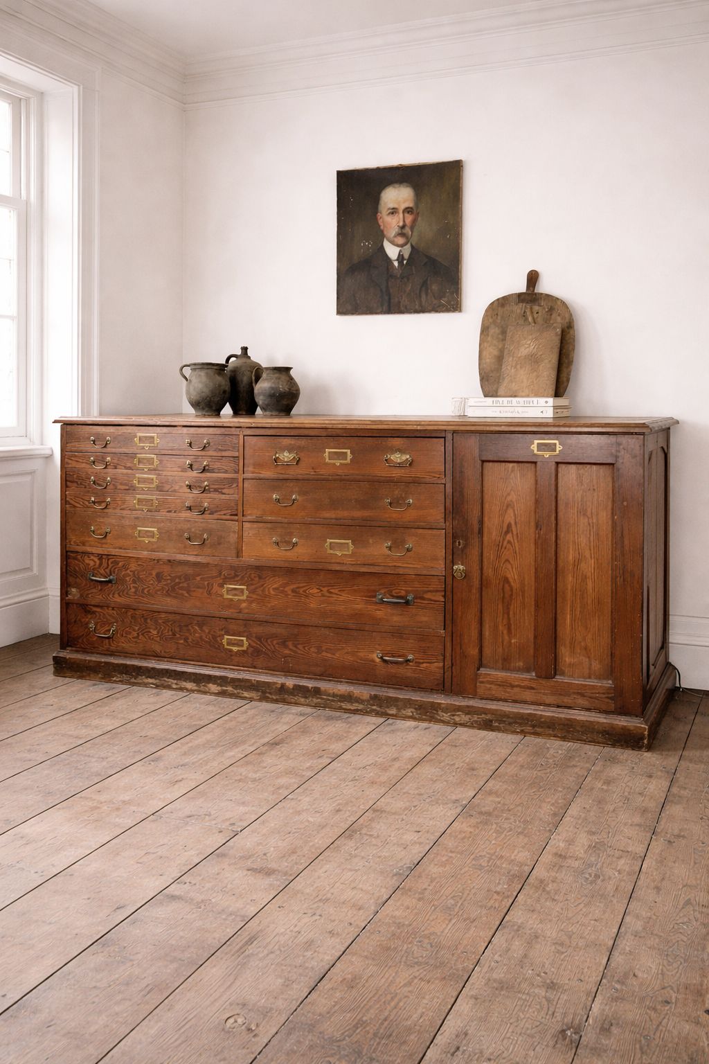 Large Early 1900s Architects Plan Chest Cabinet Kitchen Island