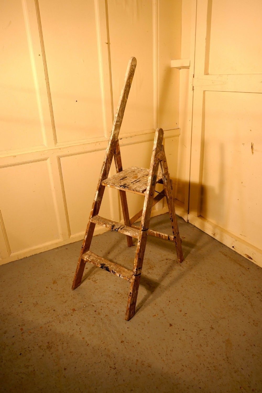 Victorian Paint Splattered Step Ladder Or Kitchen Steps