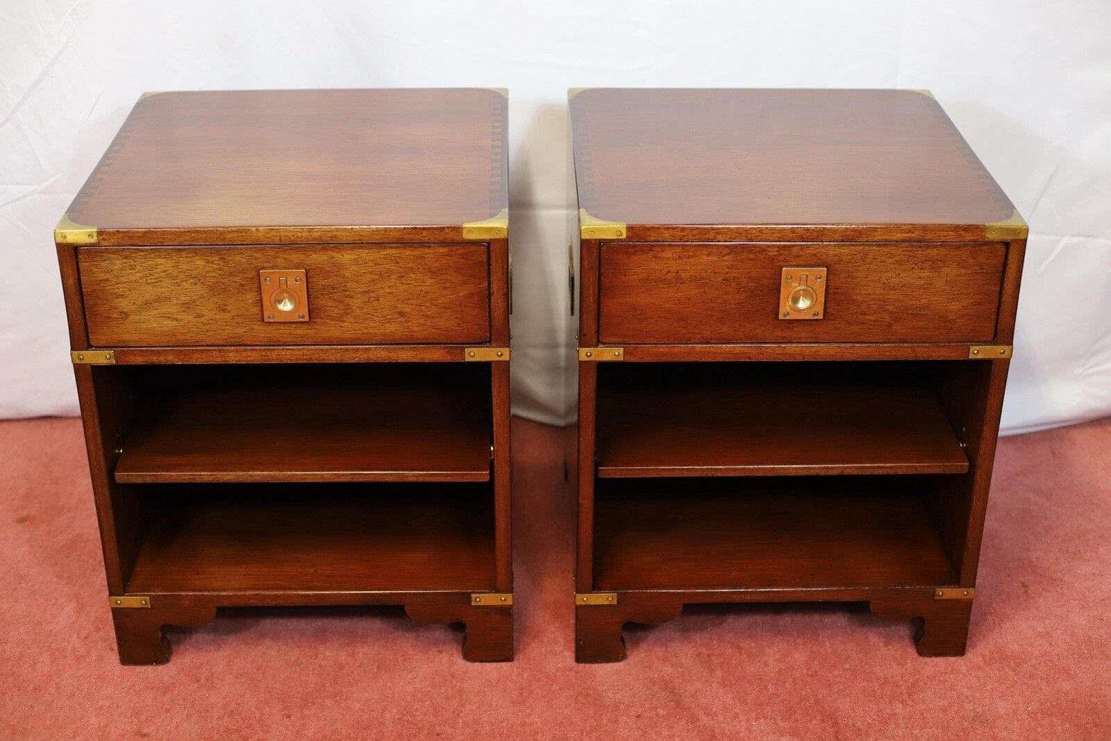 Kennedy Of Ipswich For Harrods Stunning Set Of Two Military Campaign Nightstand