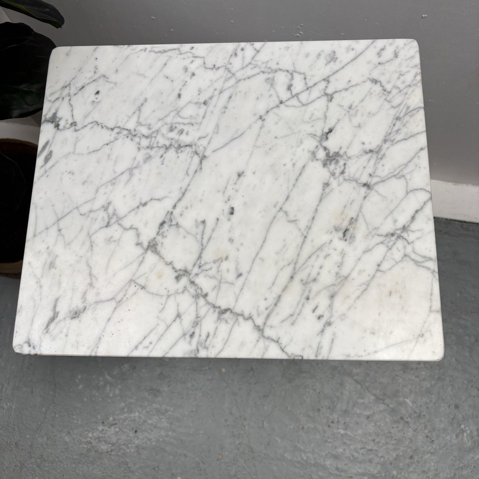 photo for sale Vintage French 1970s Chrome, Brass & Marble Bedside Sofa End Side Table