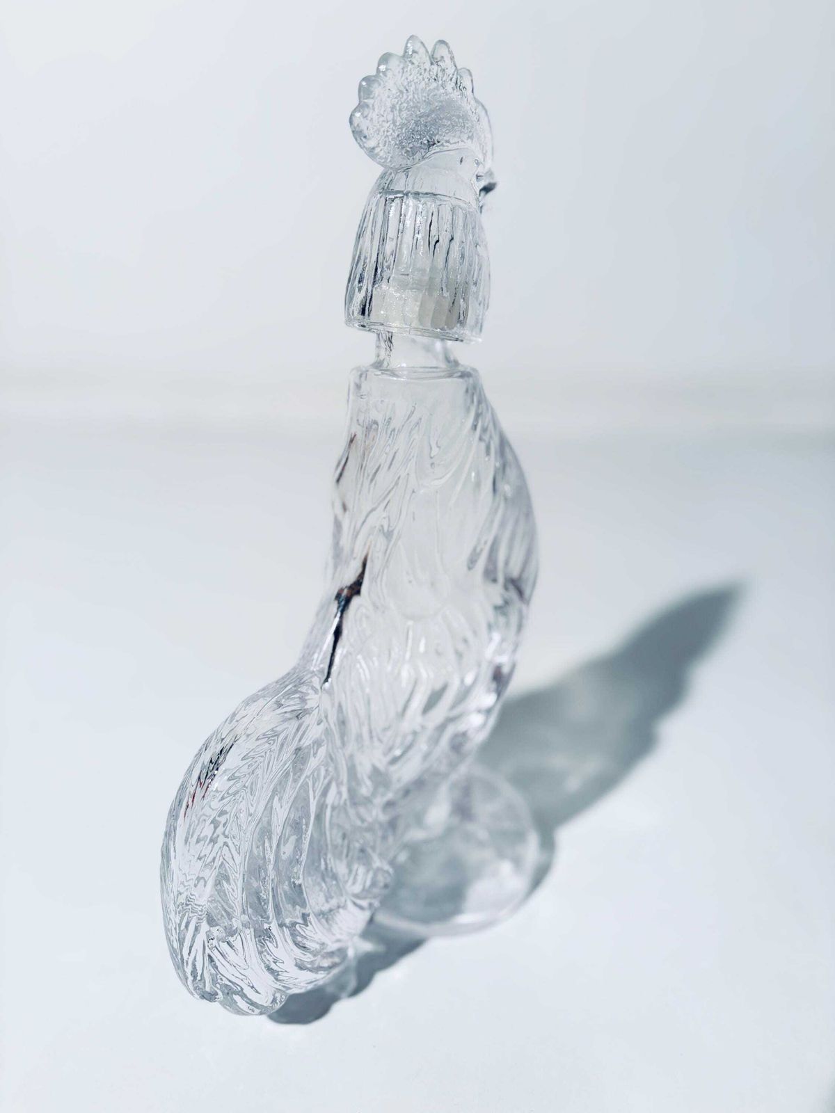 Rooster Shape Glass Spirit Decanter Carafe Italy / Mid Century Vintage Decor photo 82.0