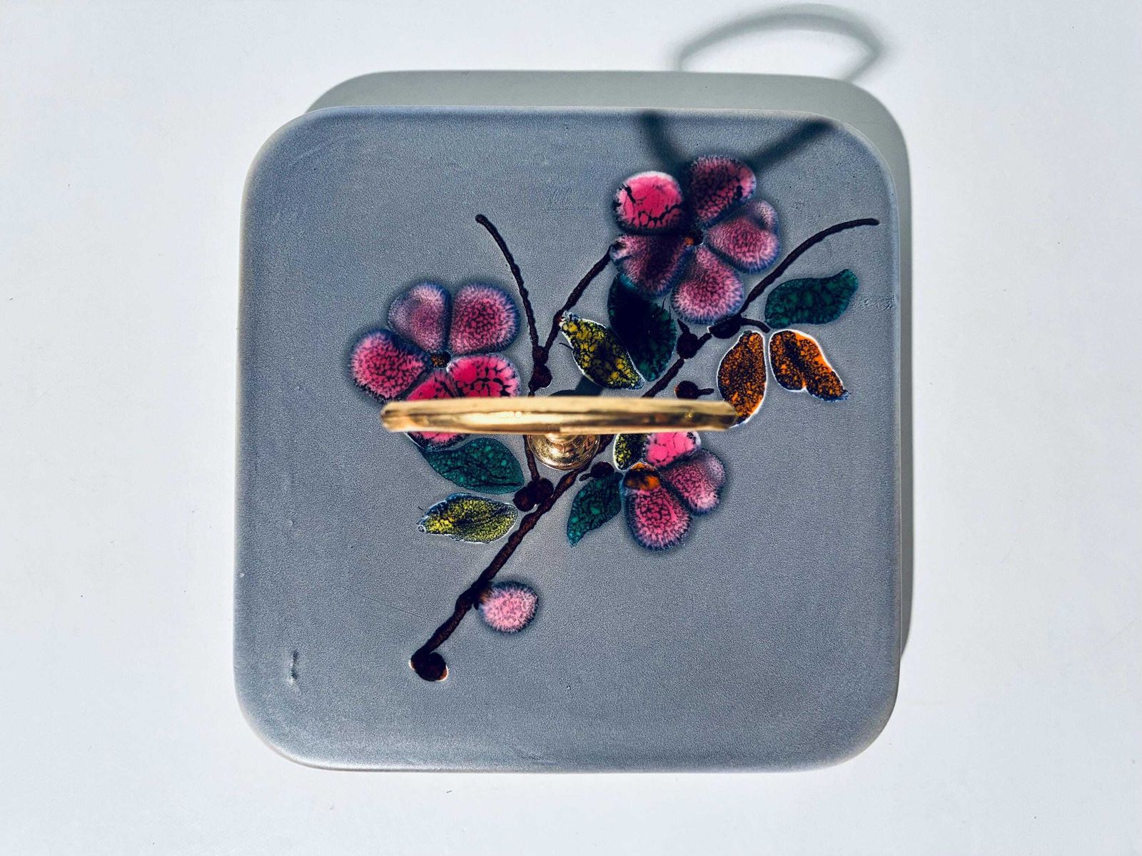 Ceramic Vallauris Flower Motif Cake Stand Candy Or Cheese Plate / Vintage 1950s France photo 96.0