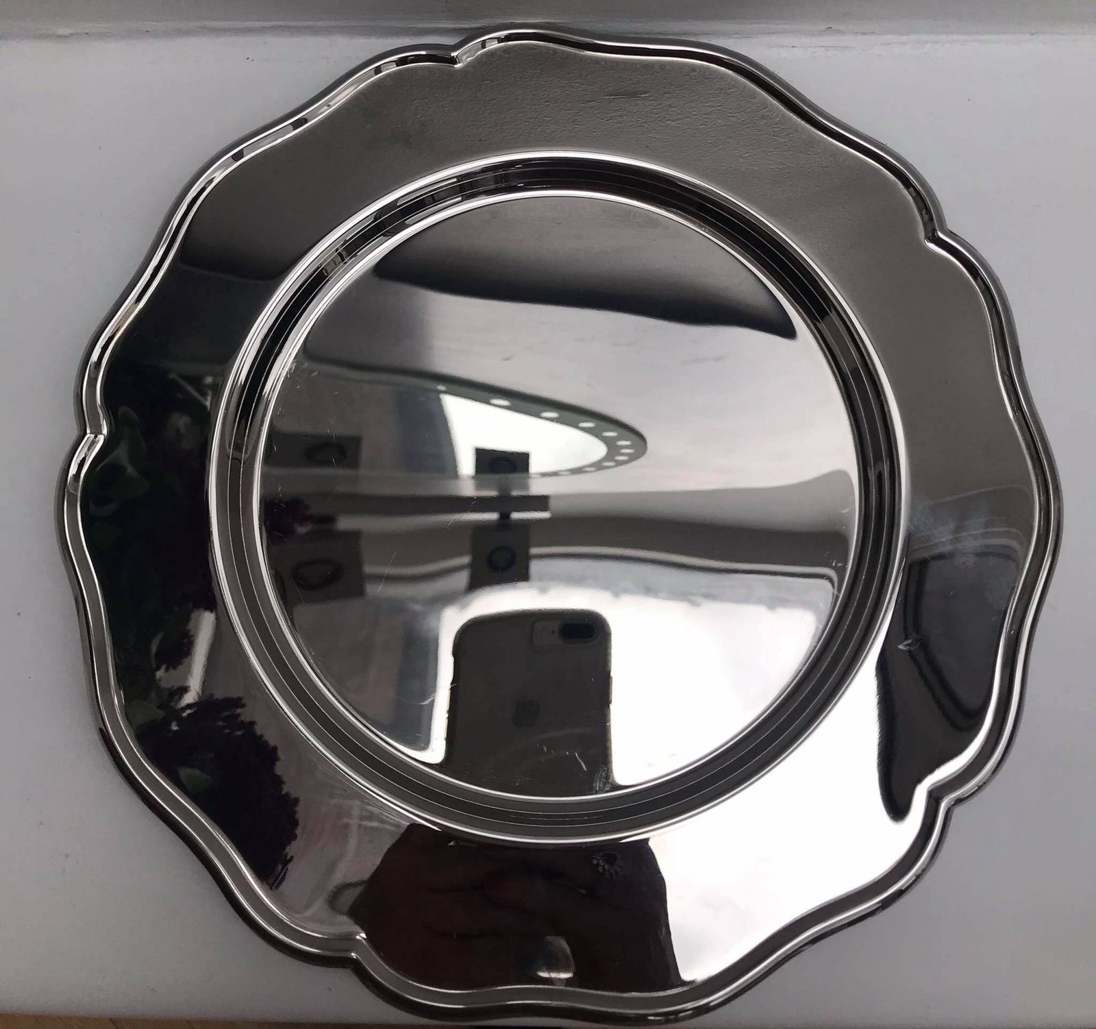 photo for sale Jean Couzon Stainless Steel Charger Plates: Mid Century Modern Dinner (Set Of 3)