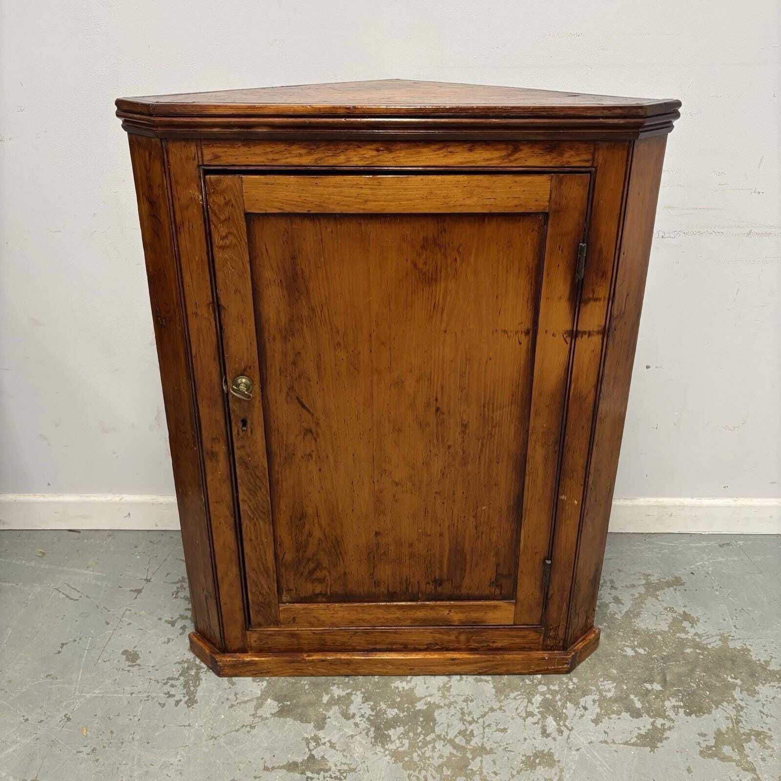 Furniture Vintage Wood Corner Cabinet – Vintage Panelled Cupboard With Shelves photo