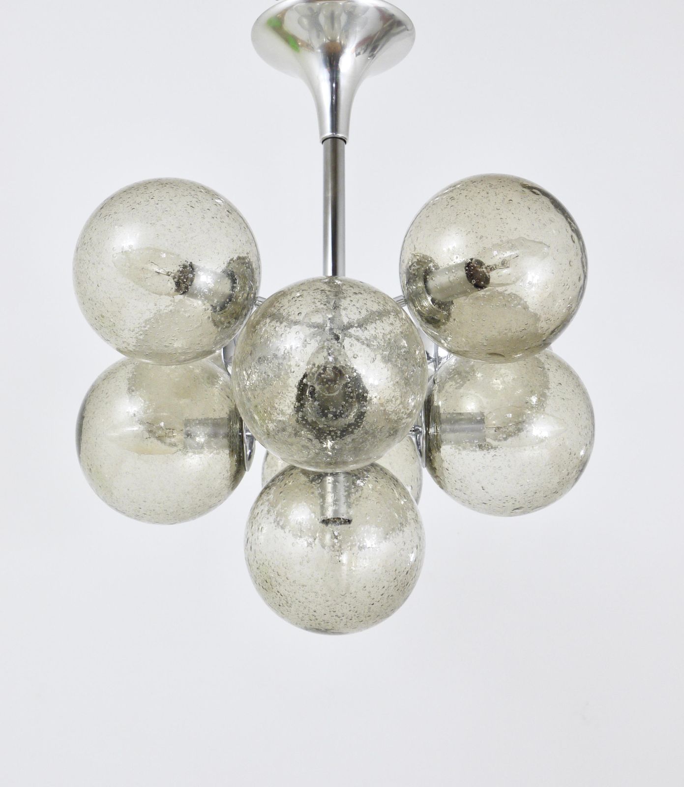 photo furniture E. R. Nele Temde Atomic Sputnik Chandelier Chromed Space Age Tulip Pendant Lamp