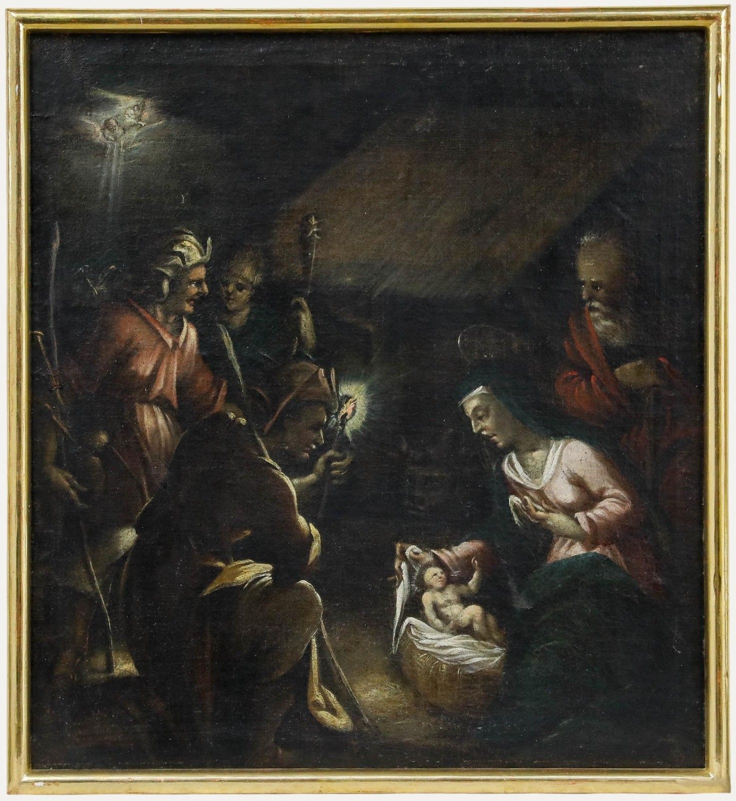 European School 18th Century Oil The Adoration Of The Shepherds