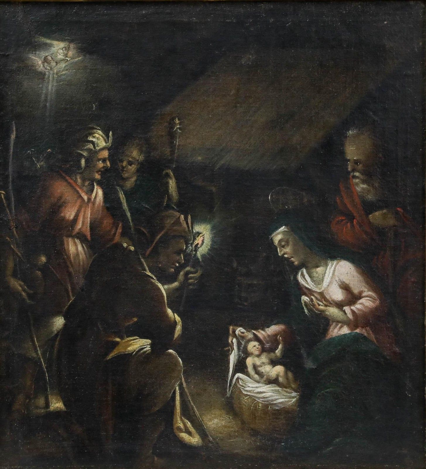 European School 18th Century Oil The Adoration Of The Shepherds photo furniture