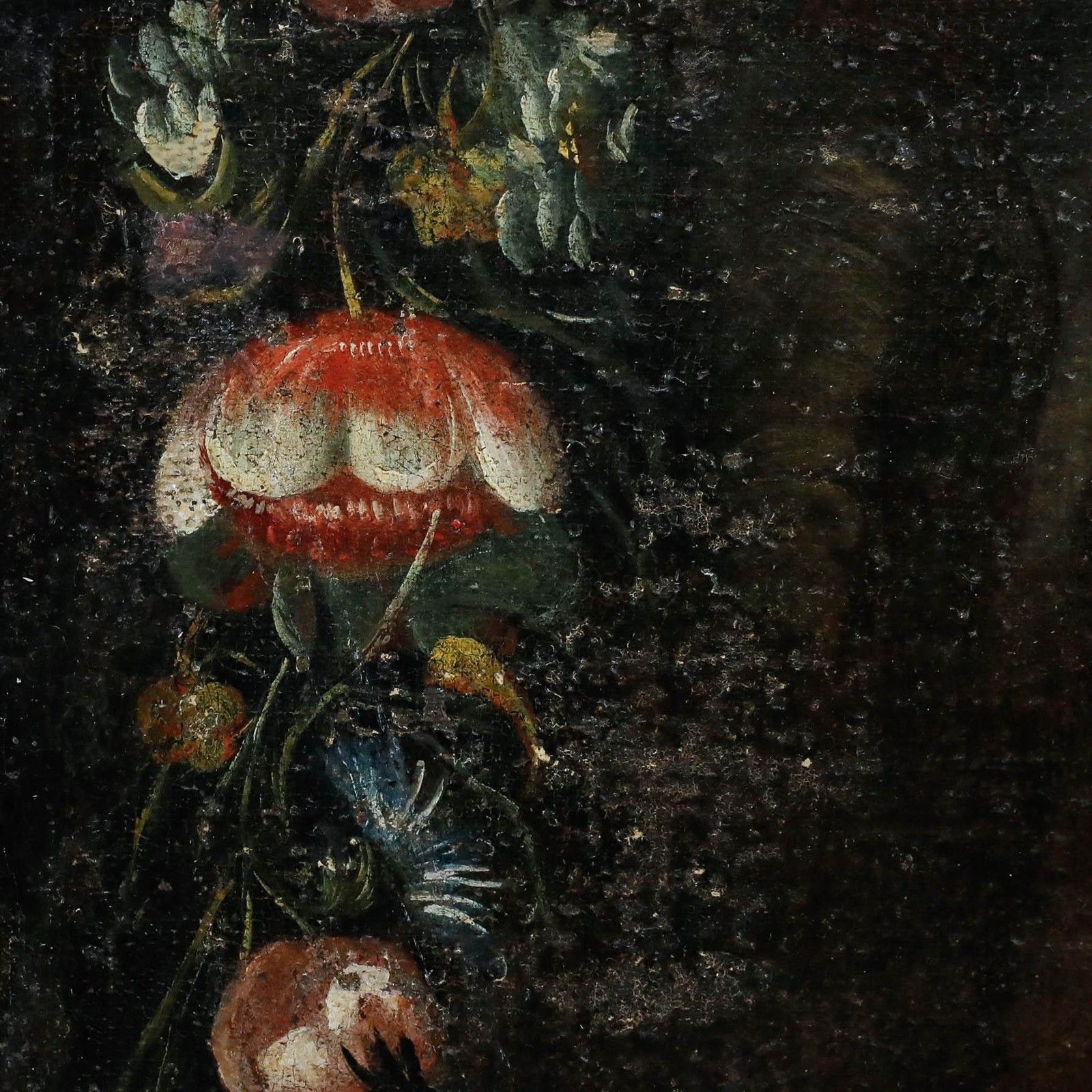 17th Century Oil Mary Surrounded By Flowers photo 1450.0