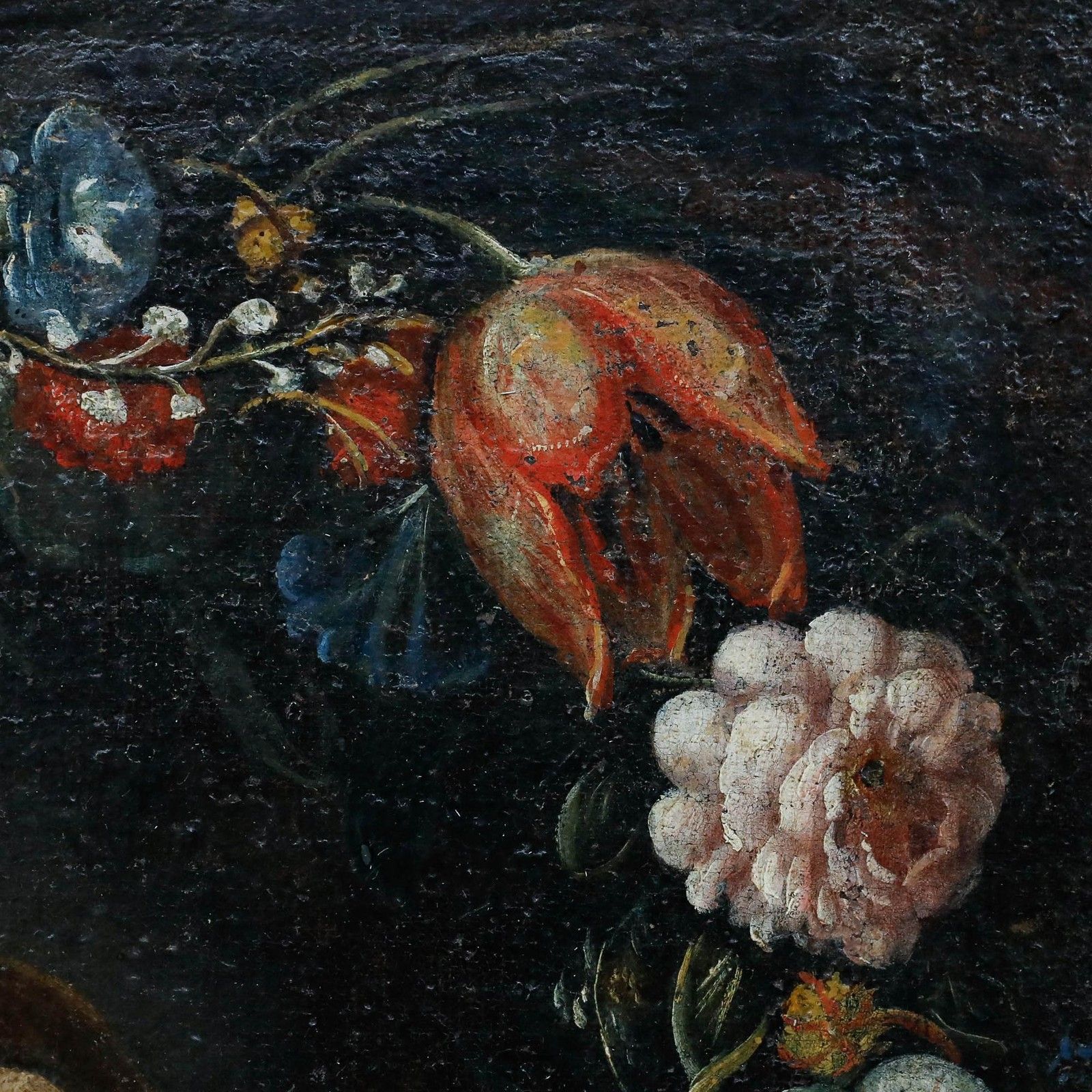 photo furniture 17th Century Oil Mary Surrounded By Flowers