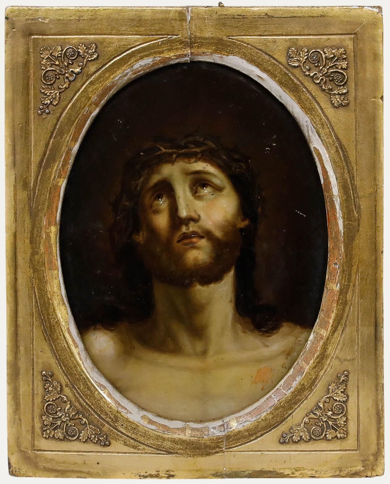 Framed 18th Century Oil The Face Of Christ