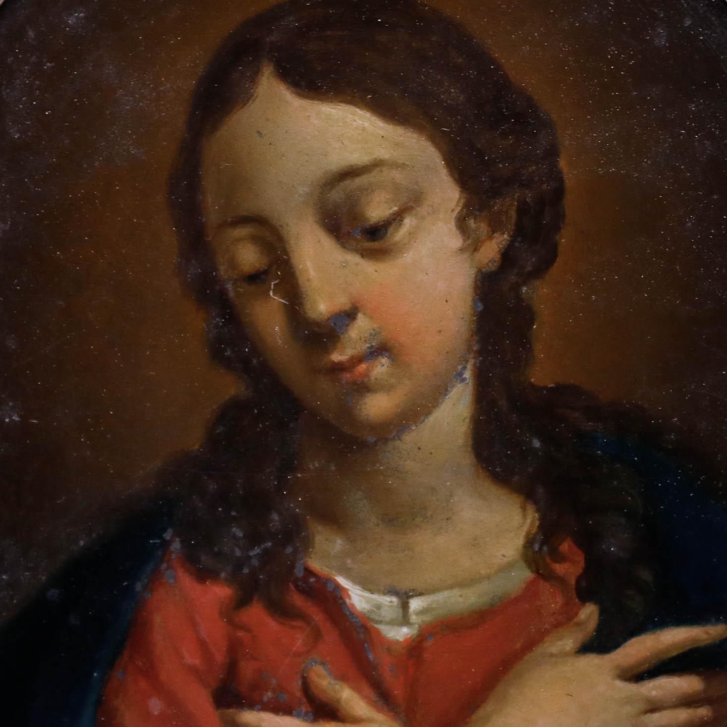 Framed 18th Century Oil Mary In Humility photo Art