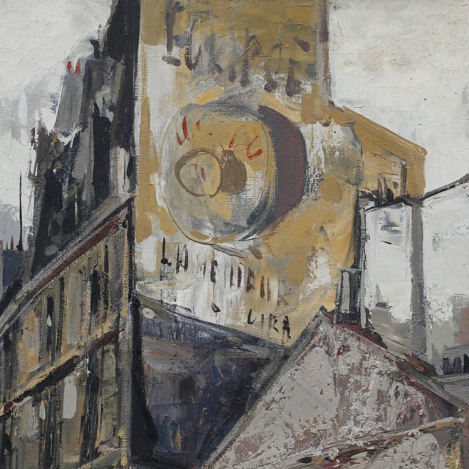 Daniel Merino (1941 2011) Mid 20th Century Oil, Parisian Boulevard photo Art