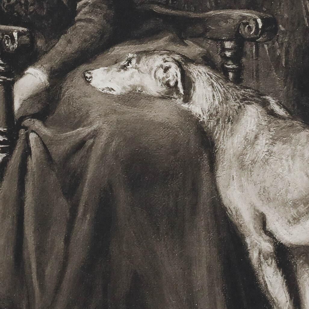 Briton Riviere (1840 1920) Photogravure, Lady Tennyson & Her Wolfhound photo 175.0