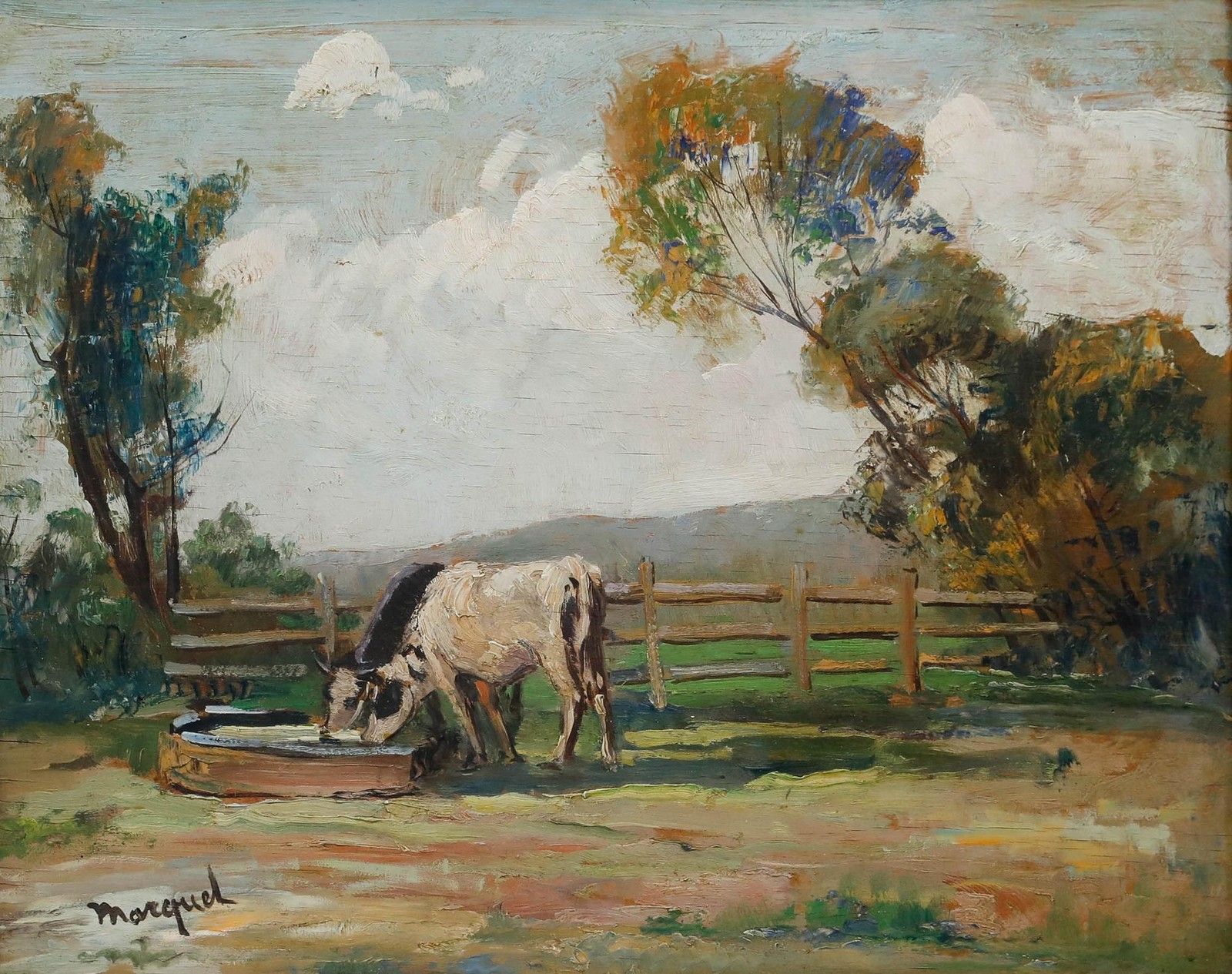 Manner Of Albert Marquet (1875 1947) Mid 20th Century Oil, Cows At The Trough photo furniture