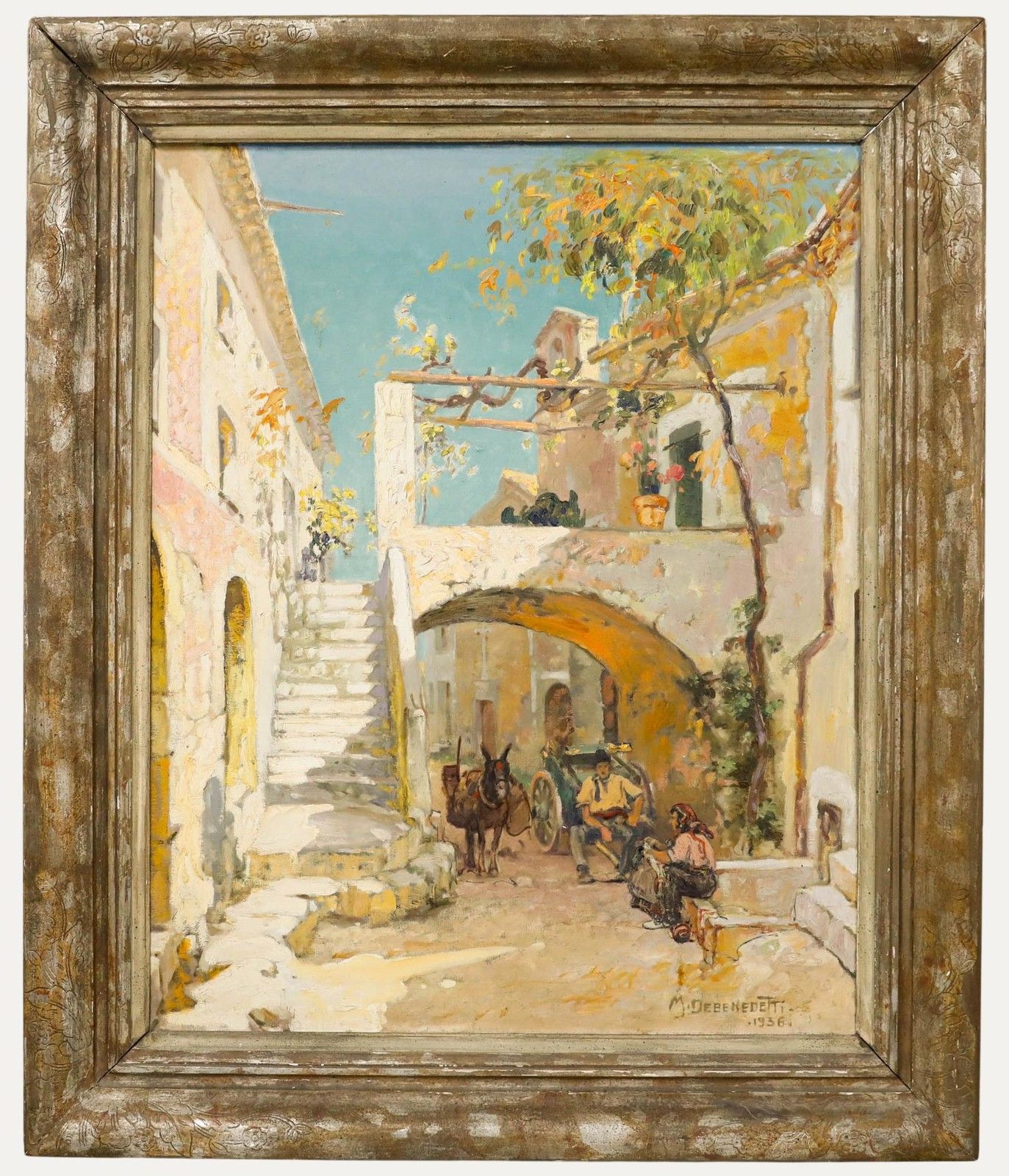 Maurice De Benedetti (1880 1946) 1936 Oil, Street Scene In Aspremont