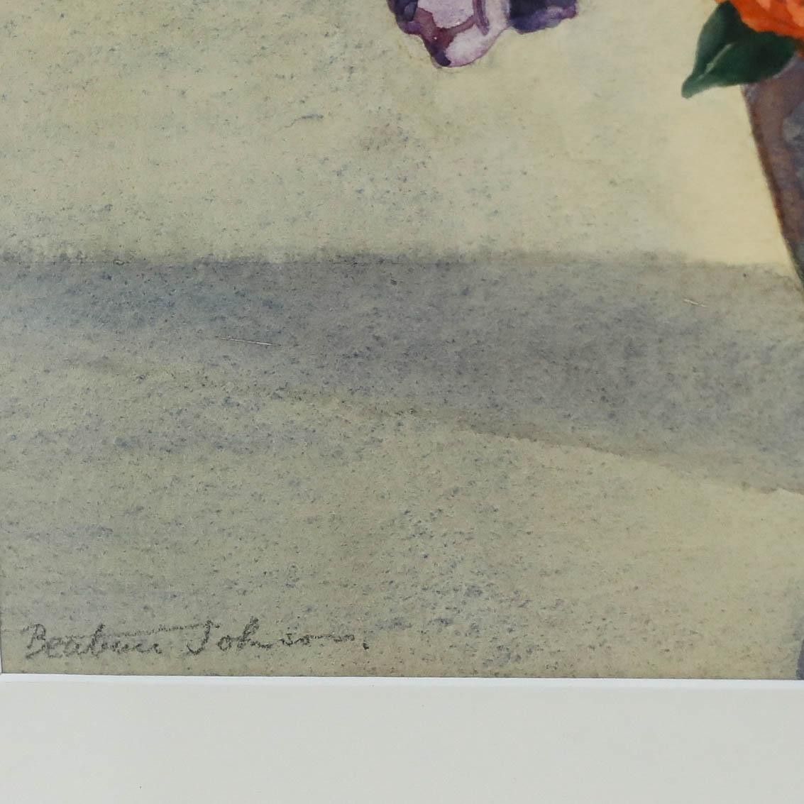 Beatrice Johnson (1938 1988) Framed Watercolour, Flowers In A Japanese Vase photo vinterior