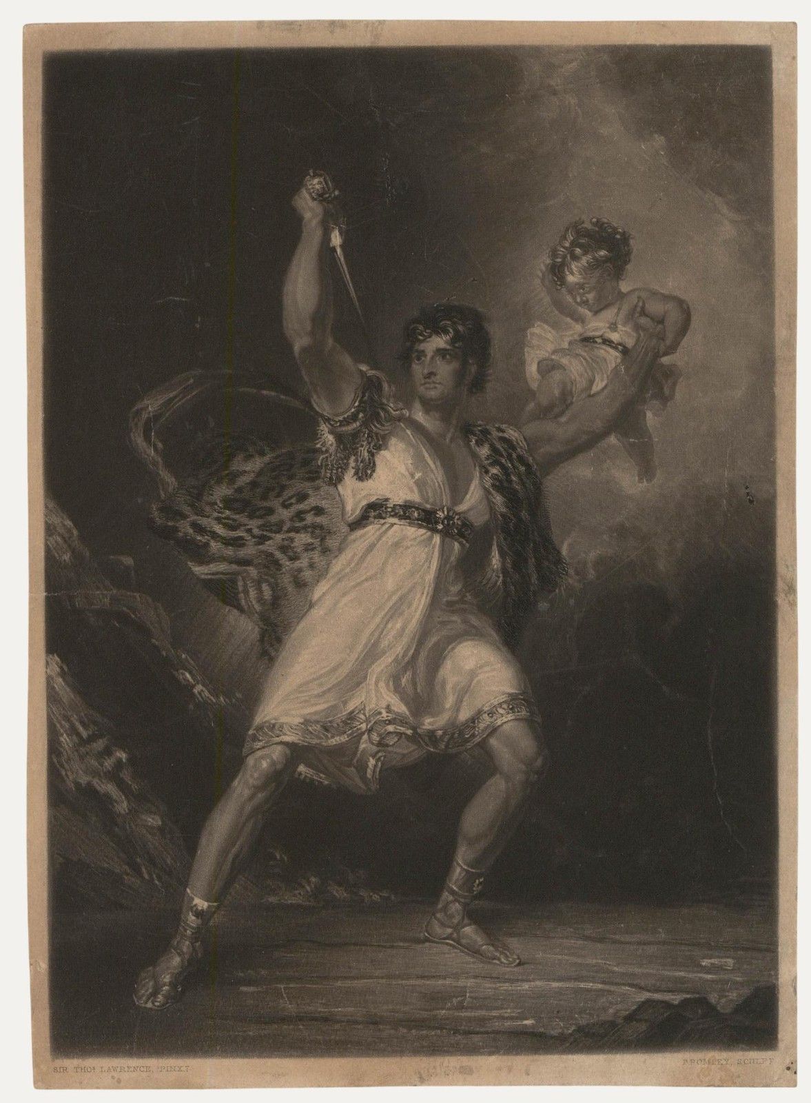 W. Bromley After T. Lawrence 18th Century Mezzotint, John P. Kemble As Rolla