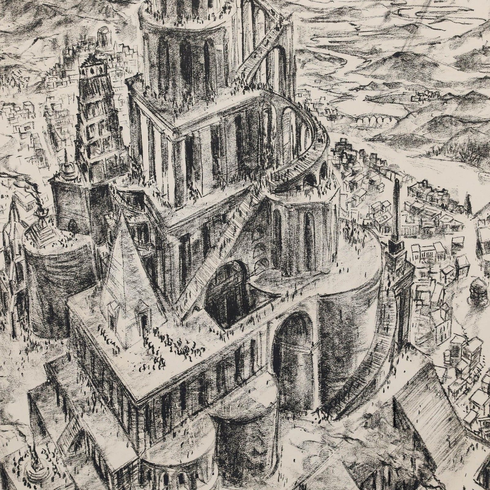 Alfred Mahlau (1894 1967) Mid 20th Century Lithograph, The Tower Of Babel photo Art