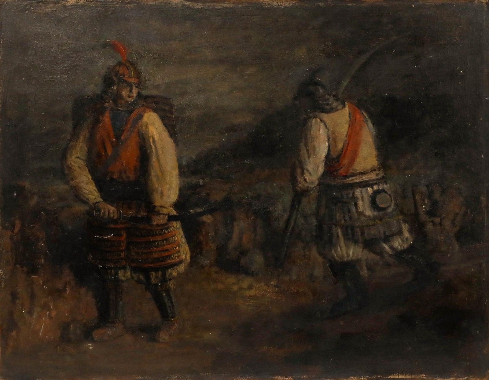 George Weissbort (1928 2013) 20th Century Oil, Japanses Fighting Warriors photo furniture