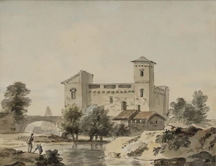 Circle Of Paul Sandby (1731 1809) Framed Watercolour, An Italianate Villa photo furniture