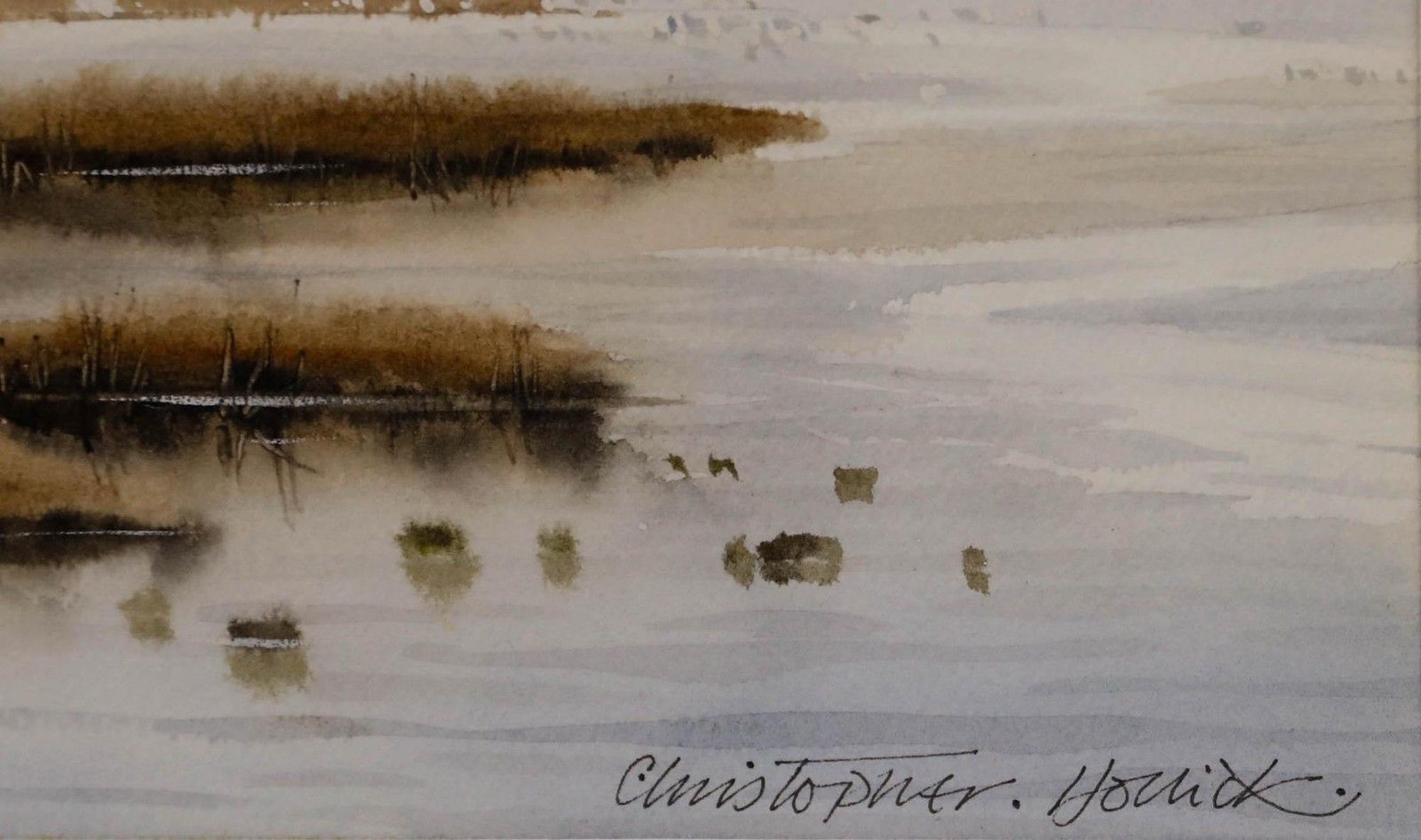 Christopher Hollick (B.1946) Framed Watercolour, Sea Birds & Boats photo vinterior