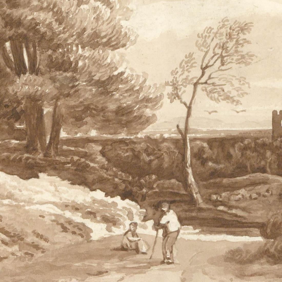 William Bennett (1811 1871) 19th Century Watercolour, Figures In A Landscape photo for sale