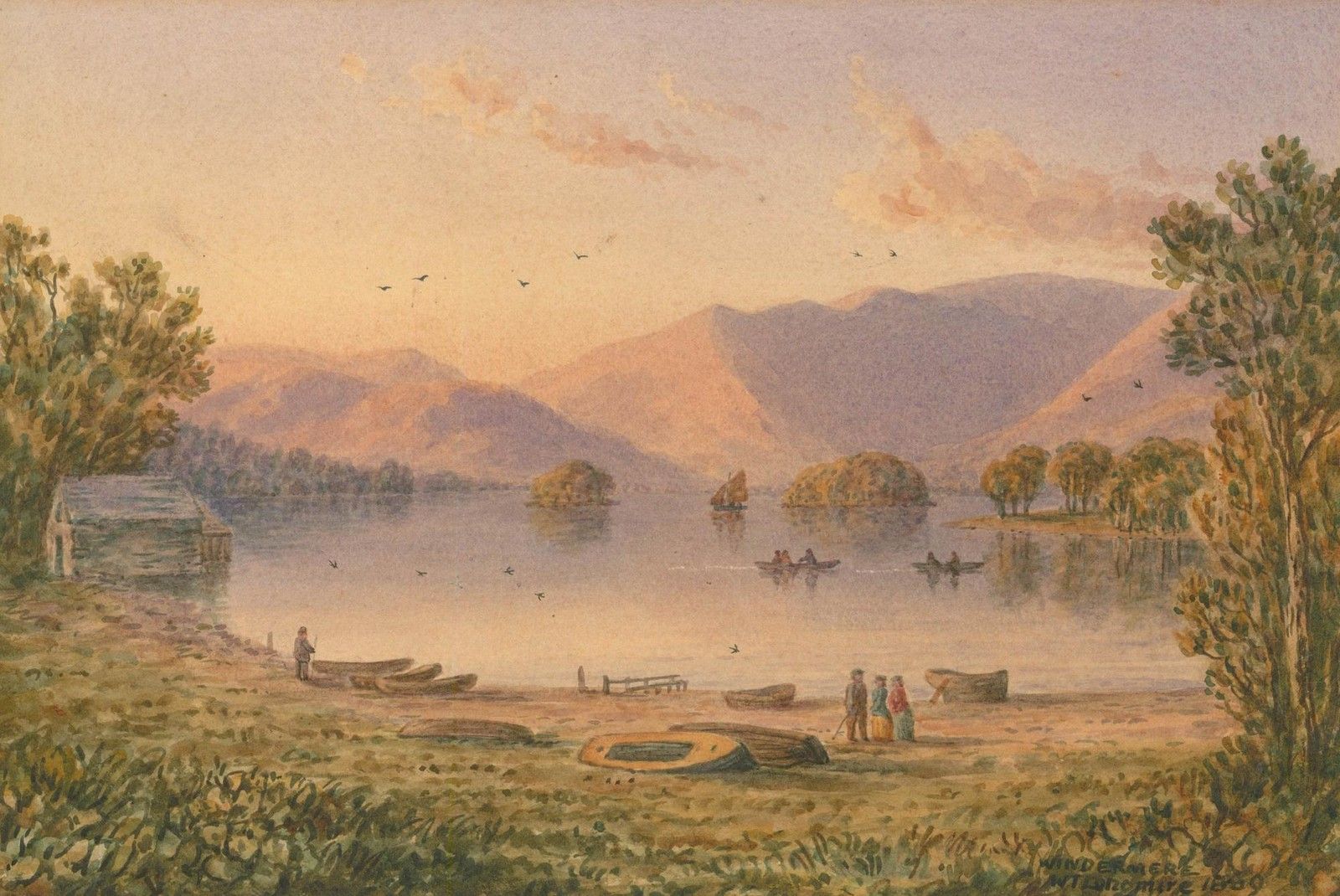 William Taylor Longmire (1841 1914) 1869 Watercolour, Windermere photo furniture