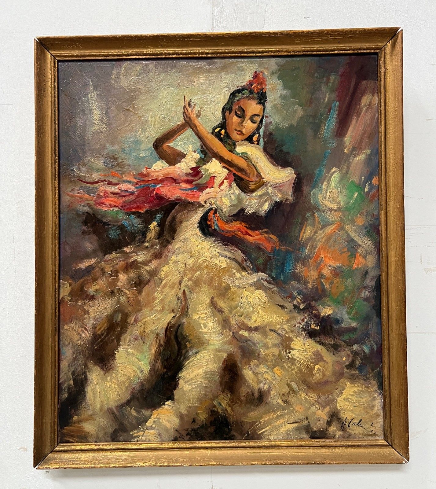 Oil On Isorel "La Danceuce De Flamenco" 20th Century