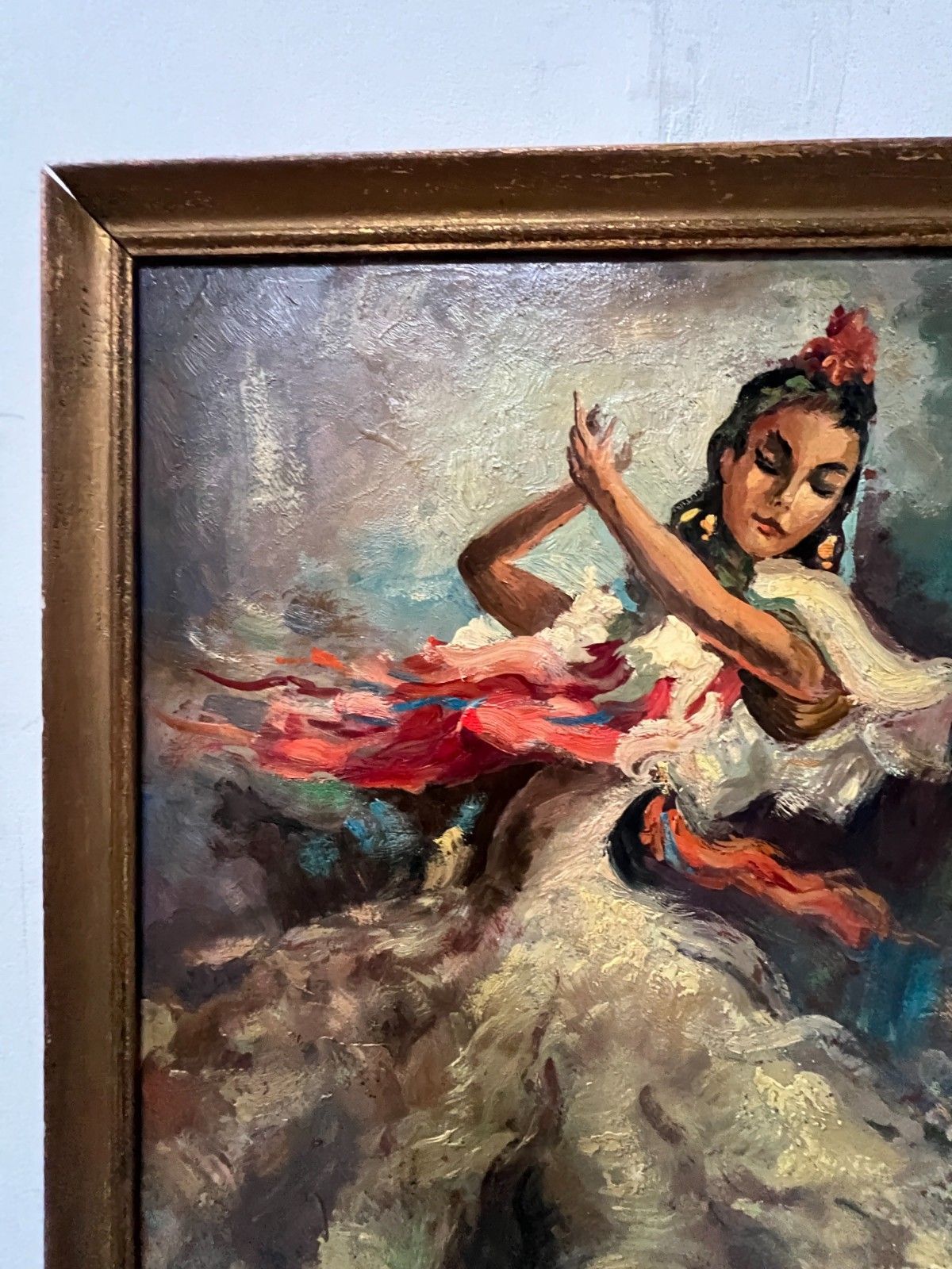 photo for sale Oil On Isorel "La Danceuce De Flamenco" 20th Century