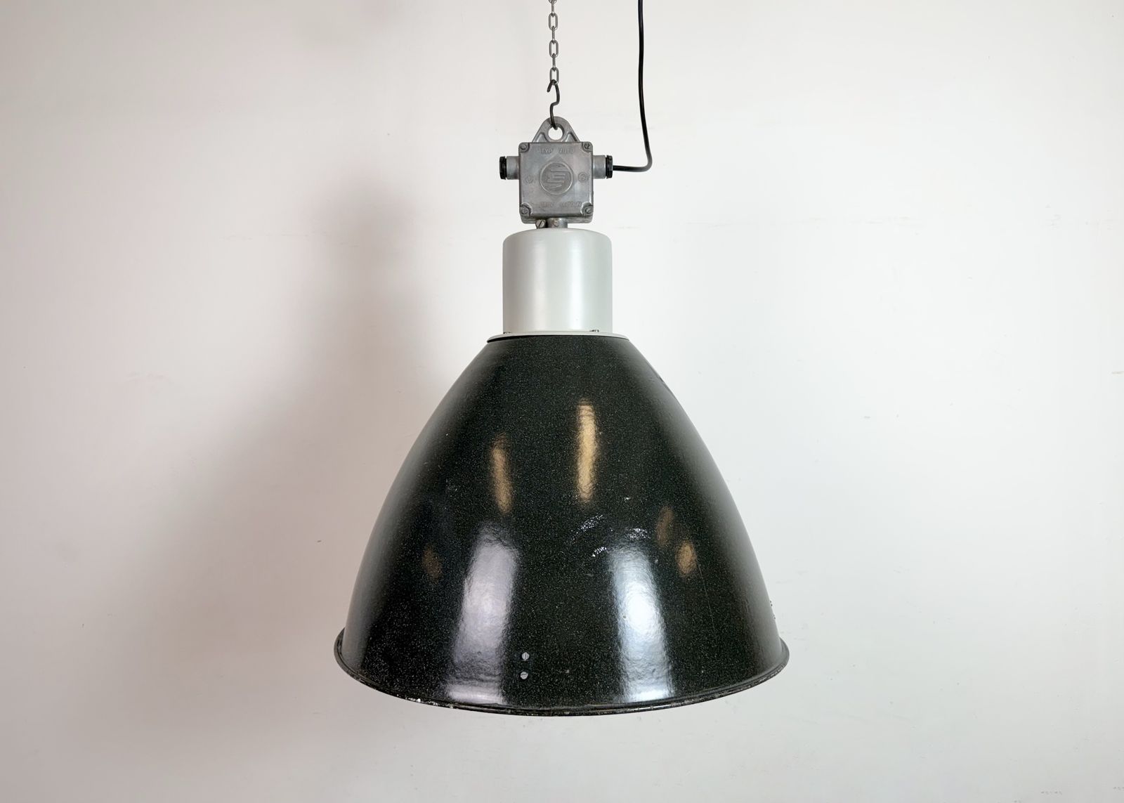 Large Industrial Enamel Factory Pendant Lamp From Elektrosvit, 1960s, 49x photo furniture