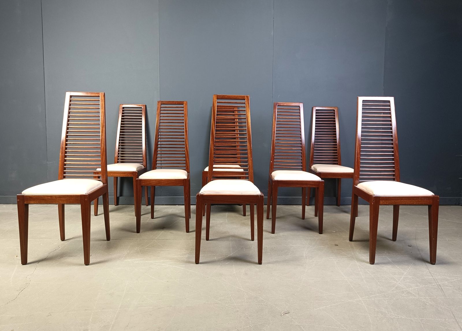 Set Of 8 Italian High Back Dining Chairs, 1980s photo vinterior