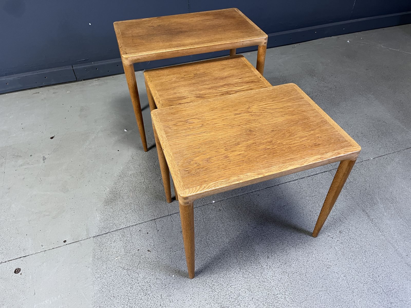 H.W. Klein. Bramin, Three Set Tables/Side Tables, Oak, 1960s, Denmark photo for sale