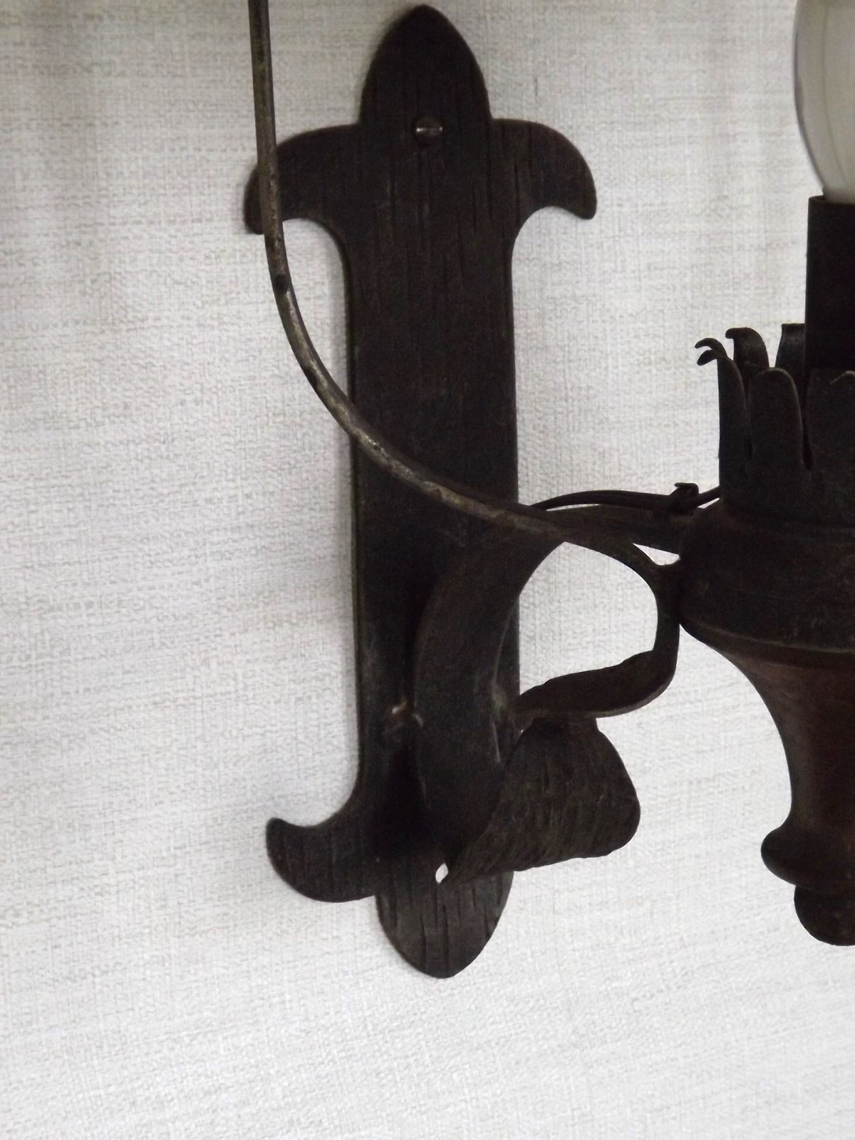 Large French Vintage Copper And Wrought Iron Lantern Style Wall Light photo vinterior