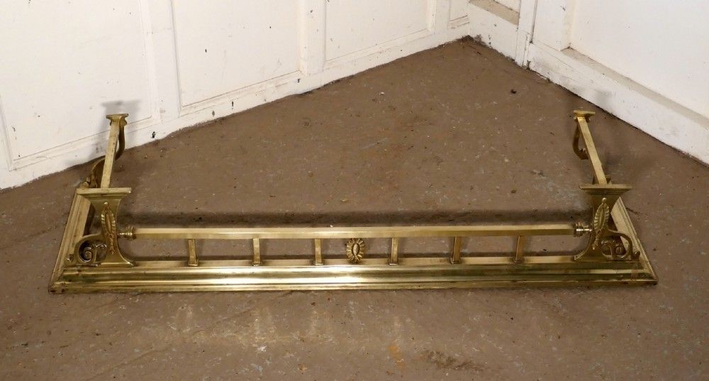 Large Victorian Art Nouveau Brass Fender photo for sale