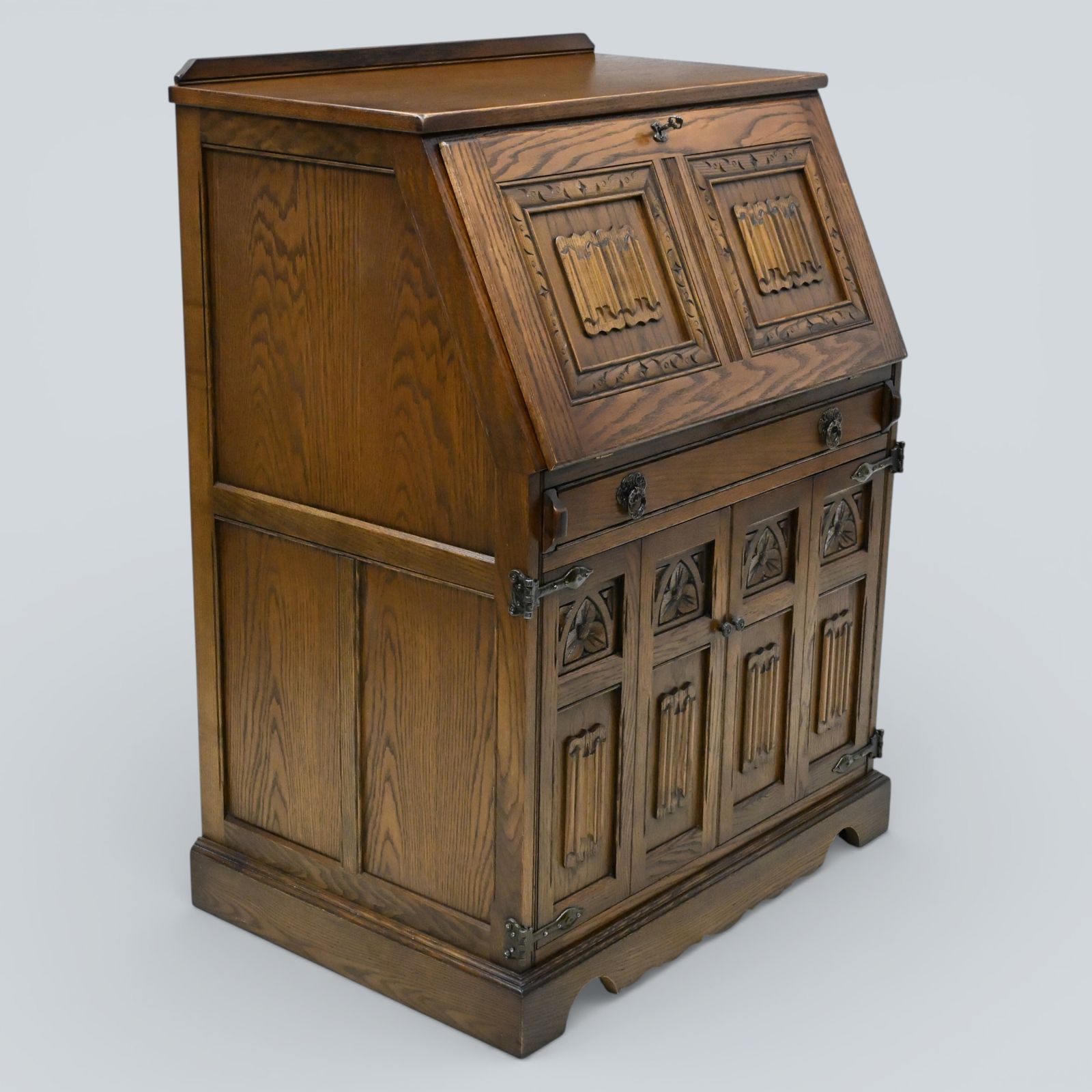 Old Charm Computer Bureau Micro Office Light Oak Red Leather Free Uk Delivery photo vintage