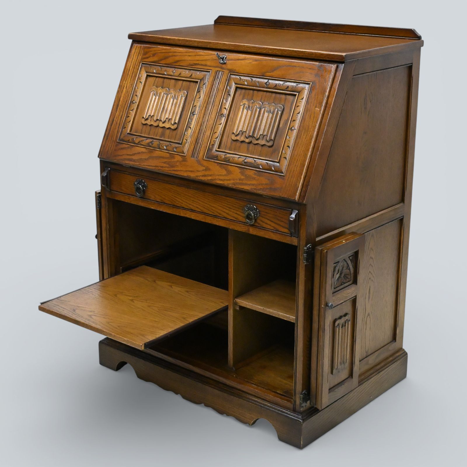 487.0 Old Charm Computer Bureau Micro Office Light Oak Red Leather Free Uk Delivery photo