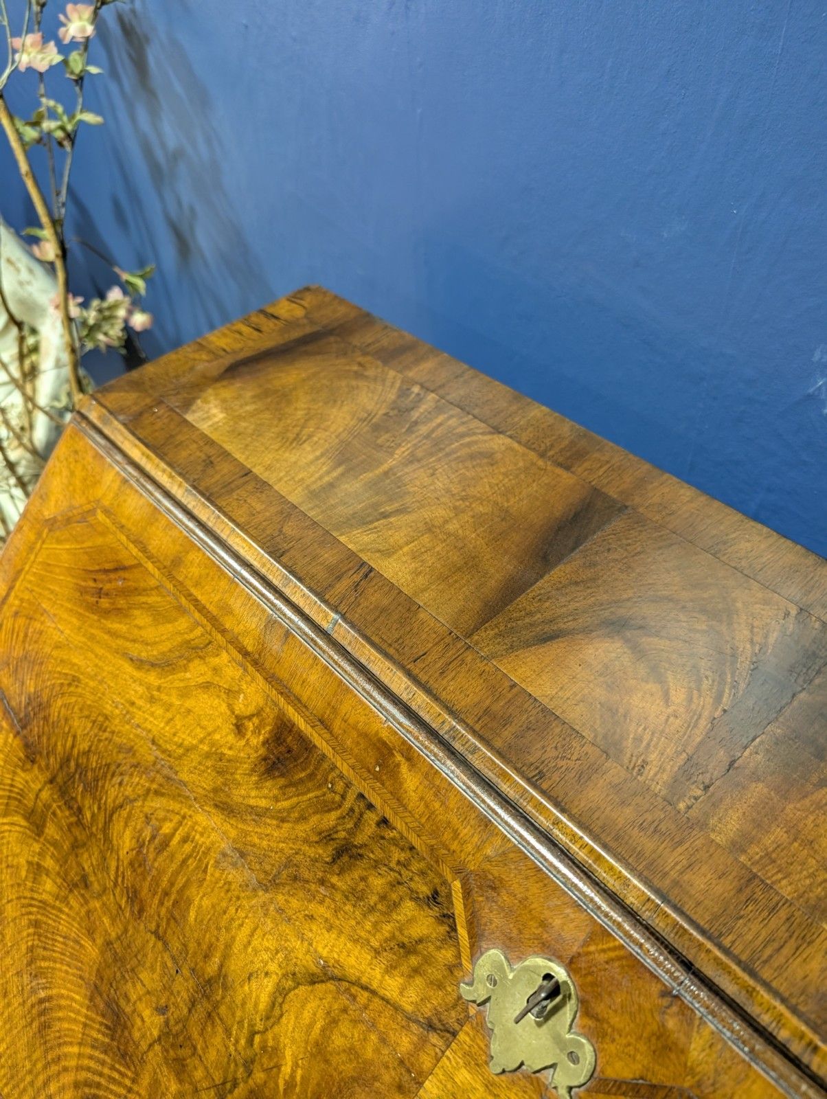 George II Walnut Burr Writing Bureau Desk Antique Beautiful Stunning photo vintage