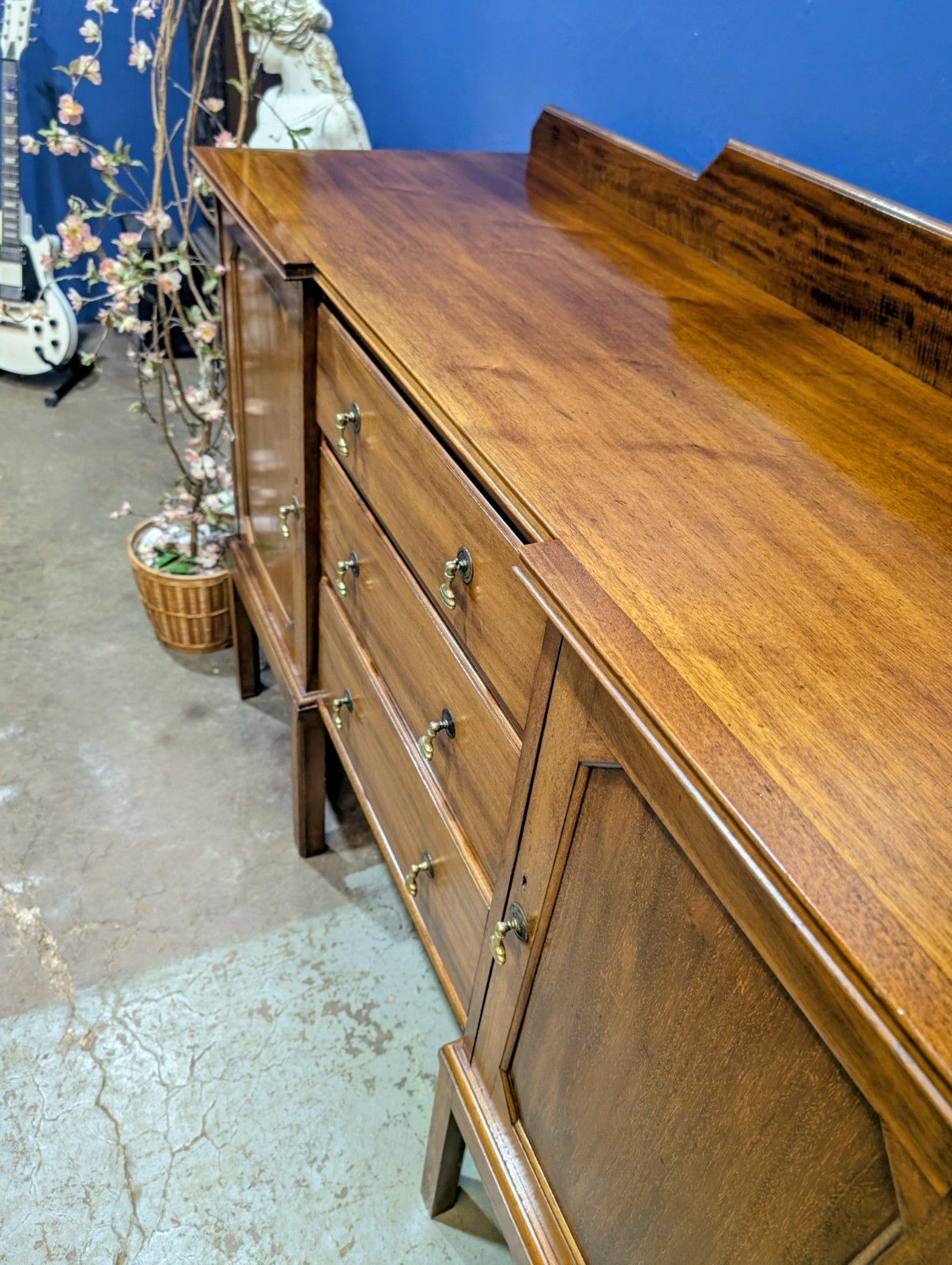 Antique Edwardian Mahogany Sideboard Buffet Cabinet Cupboard Drawers Service photo Furniture