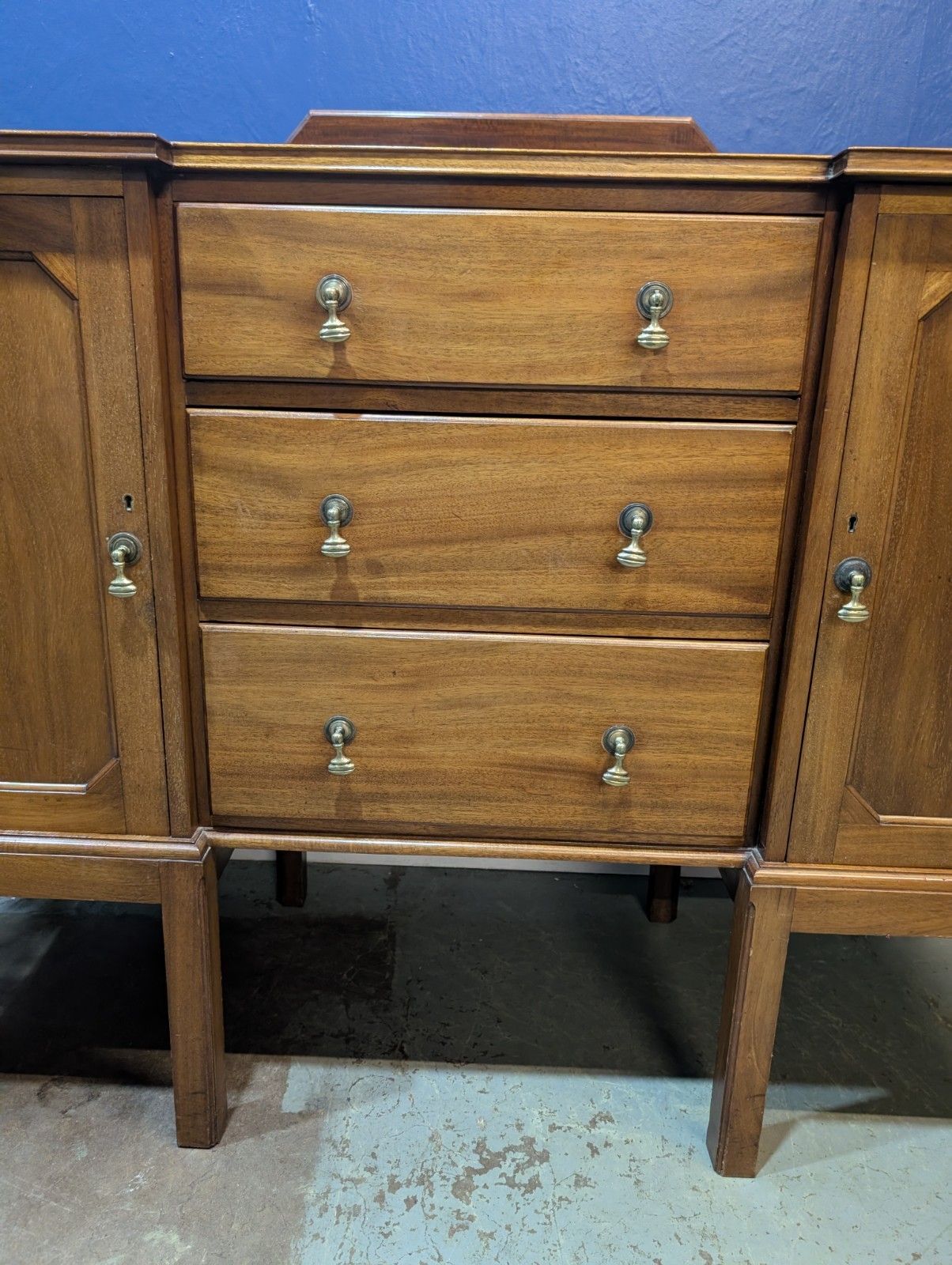 325.0 Antique Edwardian Mahogany Sideboard Buffet Cabinet Cupboard Drawers Service photo